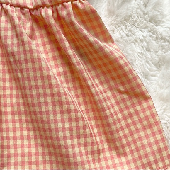 Shein Apricot Gingham Puff Sleeve Peplum Top - Picture 14 of 16